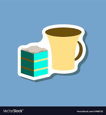 Sweet dessert in paper sticker cup of coffee and vector image