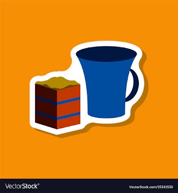 Sweet dessert in paper sticker cup of coffee and vector image