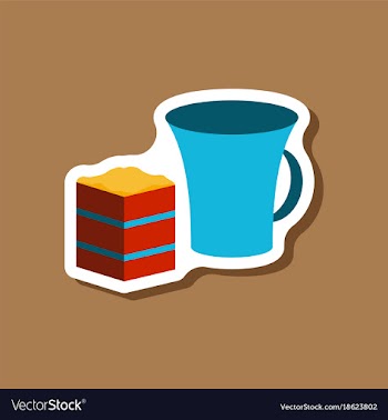 Sweet dessert in paper sticker cup of coffee and vector image