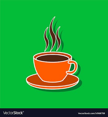 Sweet dessert in paper sticker cup of coffee vector image