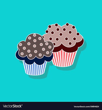 Sweet dessert in paper sticker cupcakes vector image