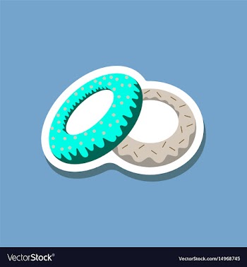 Sweet dessert in paper sticker donuts vector image