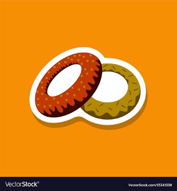 Sweet dessert in paper sticker donuts vector image
