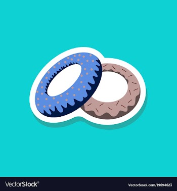 Sweet dessert in paper sticker donuts vector image