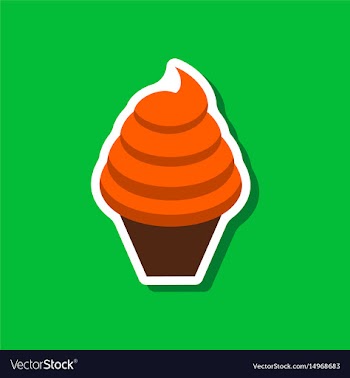 Sweet dessert in paper sticker ice cream cone vector image