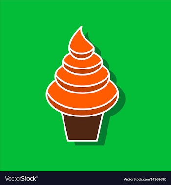 Sweet dessert in paper sticker ice cream cone vector image