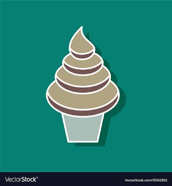Sweet dessert in paper sticker ice cream cone vector image