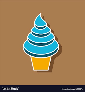 Sweet dessert in paper sticker ice cream cone vector image
