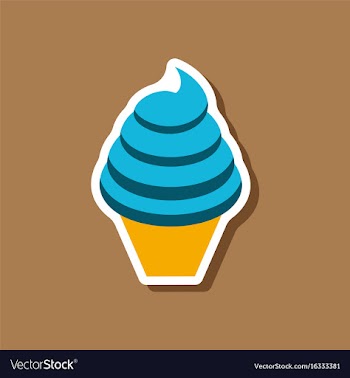 Sweet dessert in paper sticker ice cream cone vector image