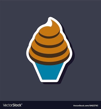 Sweet dessert in paper sticker ice cream cone vector image