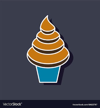 Sweet dessert in paper sticker ice cream cone vector image