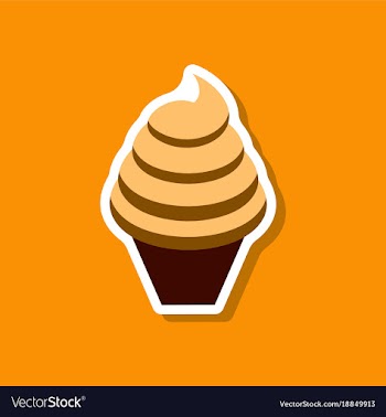 Sweet dessert in paper sticker ice cream cone vector image