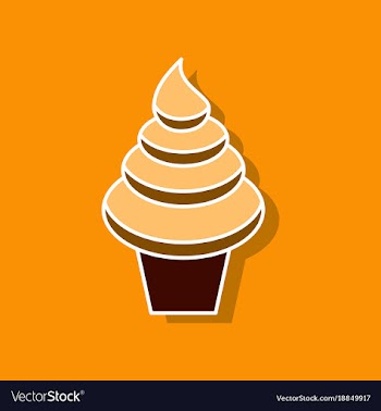Sweet dessert in paper sticker ice cream cone vector image