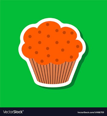 Sweet dessert in paper sticker muffin vector image
