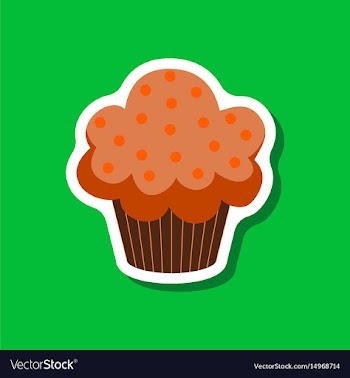 Sweet dessert in paper sticker muffin vector image