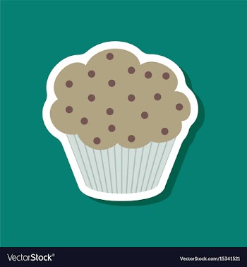 Sweet dessert in paper sticker muffin vector image