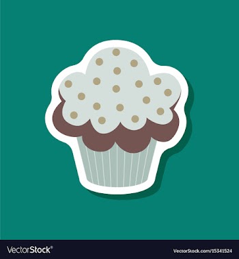 Sweet dessert in paper sticker muffin vector image