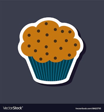 Sweet dessert in paper sticker muffin vector image