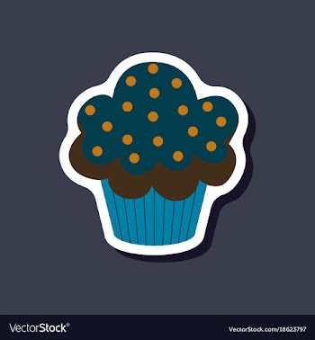 Sweet dessert in paper sticker muffin vector image