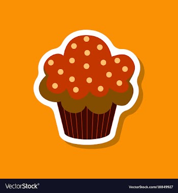 Sweet dessert in paper sticker muffin vector image