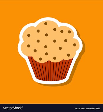 Sweet dessert in paper sticker muffin vector image