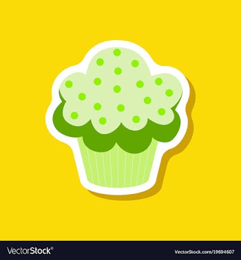 Sweet dessert in paper sticker muffin vector image