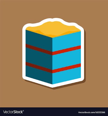 Sweet dessert in paper sticker piece of cake vector image