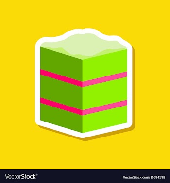 Sweet dessert in paper sticker piece of cake vector image