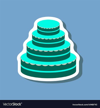 Sweet dessert in paper sticker wedding cake vector image
