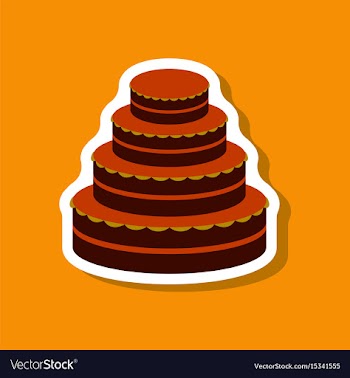 Sweet dessert in paper sticker wedding cake vector image