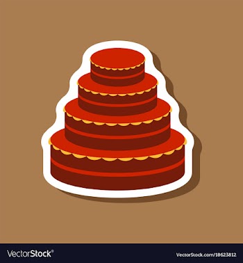 Sweet dessert in paper sticker wedding cake vector image