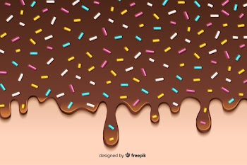 Sweet donut glaze with sprinkles background Free Vector