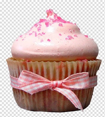 Sweet Kawaii s, pink cupcake with ribbon transparent background PNG clipart