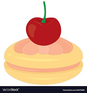 sweet macaron with pink cream and cherry