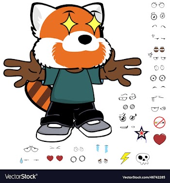 sweet red panda kid character cartoon clothing