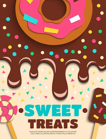 Sweets desserts bakery confectionery poster Free Vector