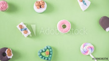 Sweets in a colorful pattern