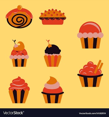 Sweets set cupcakes icons vector image