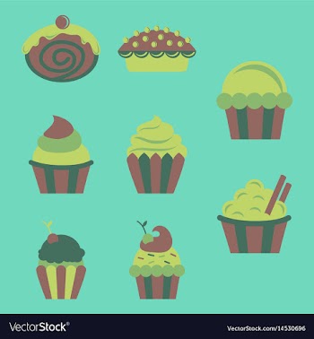 Sweets set cupcakes vector image