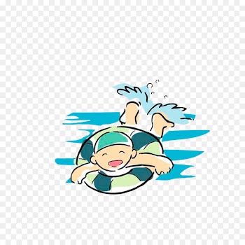 Swimming Cartoon Sport - Swim with the swimming ring 