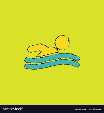 Swimming icon sign in hatching style vector image