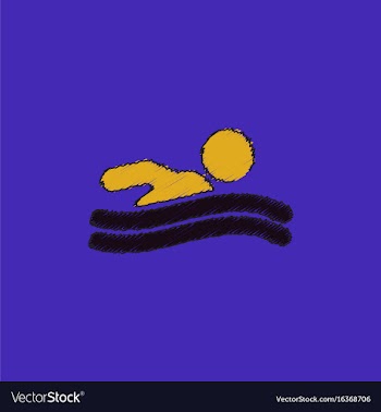 Swimming icon sign in hatching style vector image