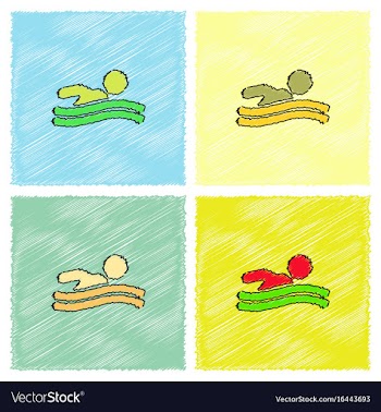 Swimming icon sign in hatching style vector image