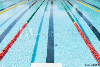 Swimming pool with lane markers