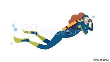 Swimming scuba diver flat vector illustration