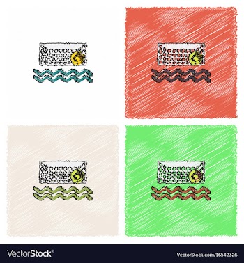 Swimming water polo equipment in hatching style vector image