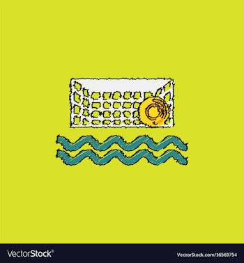 Swimming water polo equipment in hatching style vector image