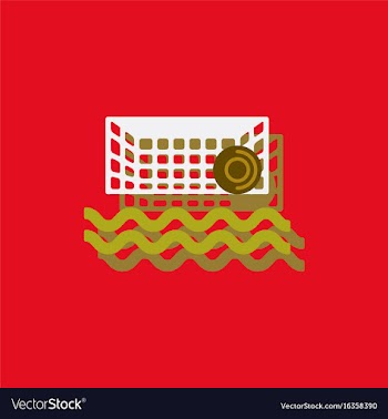 Swimming water polo equipment in sticker style vector image