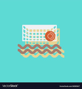 Swimming water polo equipment in sticker style vector image