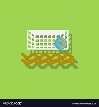 Swimming water polo equipment in sticker style vector image